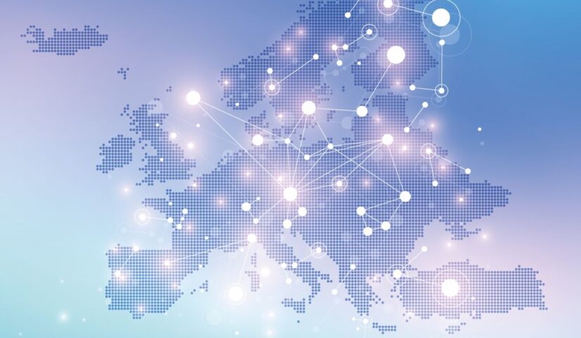 Mapa Europy pokrywa siecią połączeń, grafiki: Freepik
