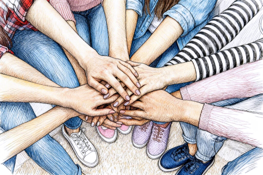 Splecione ręce młodych ludzi