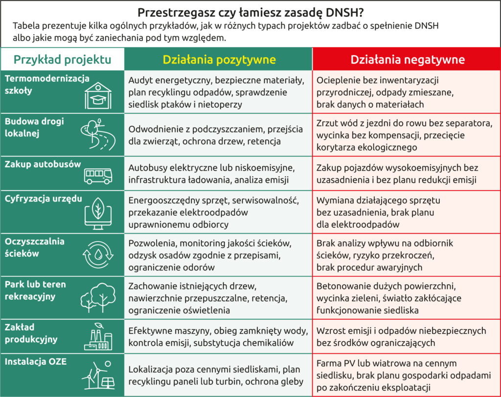 Tabela: Przestrzegasz czy łamiesz zasadę DNSH?